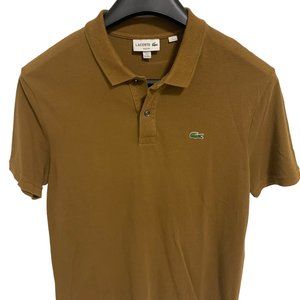 Lacoste Polo Shirt Mens XXL Slim Fit Brown Short Sleeve Collared Golf